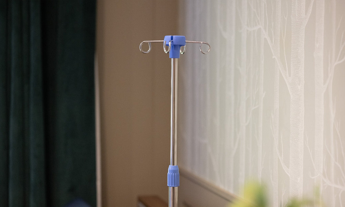 Opera Beds Telescopic Medical IV Drip Stand - Bed Mounted Infusion Pole - Main Product Image