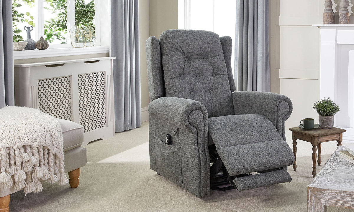 Opera Beds Parker Electric Riser Recliner Chair - Buttoned Back Motorized Lift Armchair - Detail View 3