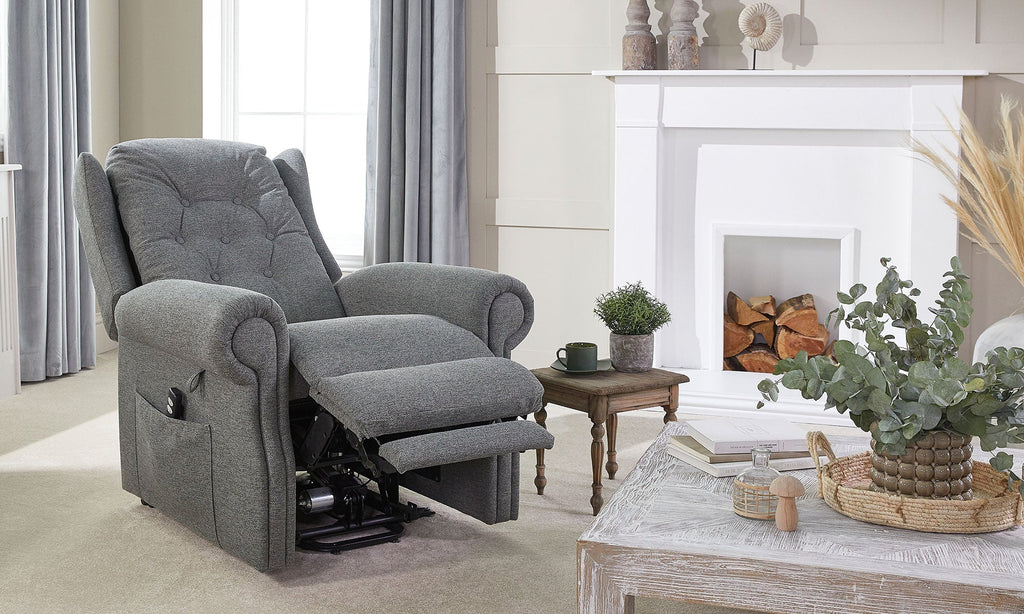 Opera Beds Parker Electric Riser Recliner Chair - Buttoned Back Motorized Lift Armchair - Detail View 5