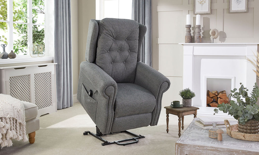 Opera Beds Parker Electric Riser Recliner Chair - Buttoned Back Motorized Lift Armchair - Detail View 6