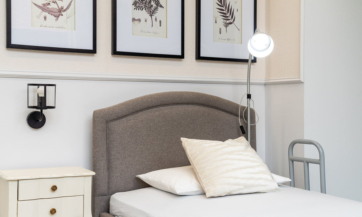 Opera Beds LED Overbed Reading Lamp - Flexible Goose Neck Bed Mounted Task Light - Detail View 4