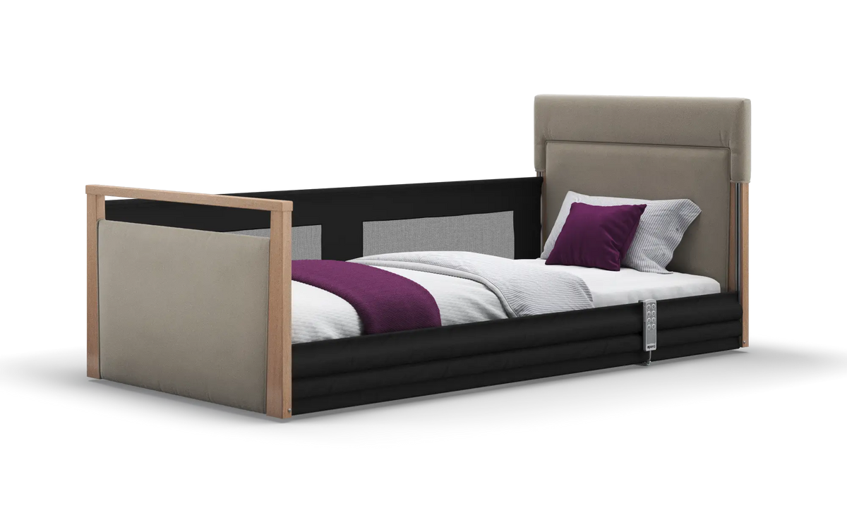 Opera Beds Solo SafeSide Upholstered Profiling Floor Bed - Ultra-Low Care Bed - Main Product Image
