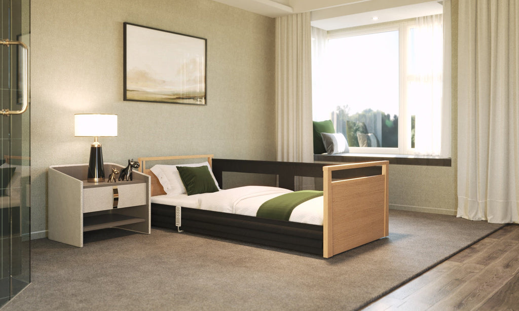 Opera Beds Solo SafeSide Electric Profiling Floor Bed - Ultra-Low Nursing Care Bed - Detail View 3